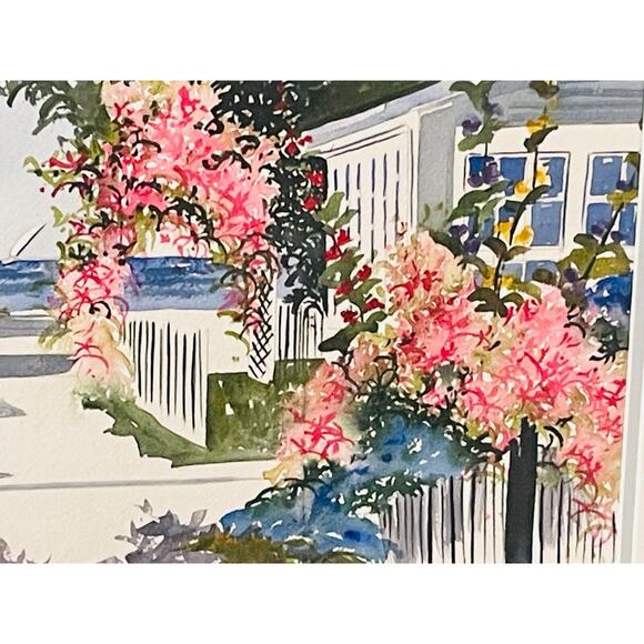JEAN ANDREW 'SCONSET NANTUCKET Large Framed Watercolor Painting- 30 x 24" - Picture 4 of 16